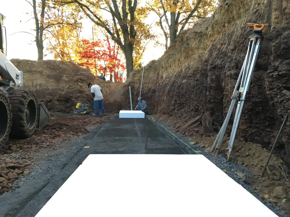 The first foam block is getting set up under the house foundation. The foam is 40psi and 8” thick to withstand the weight of the concrete fo