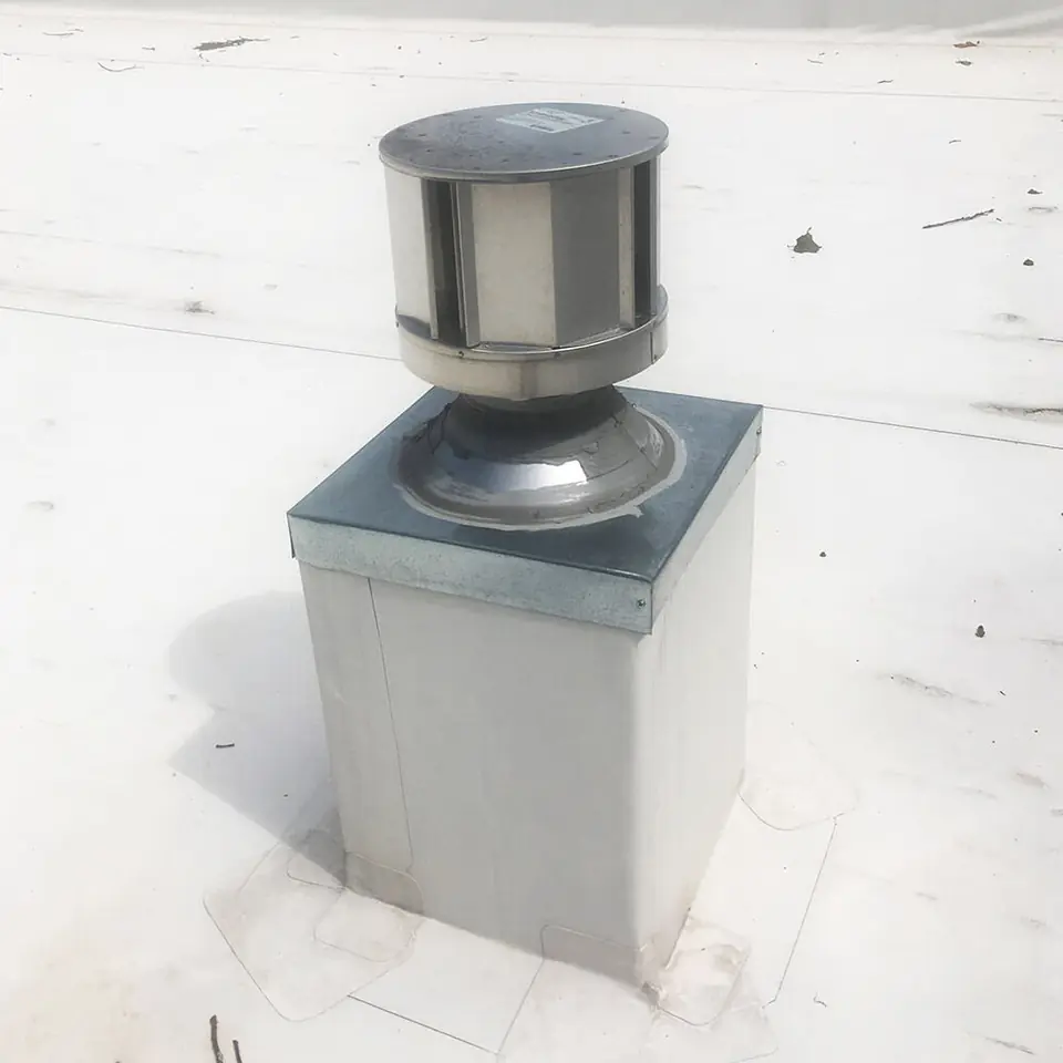 Fireplace flue roof penetration