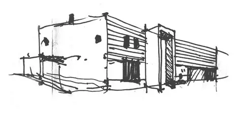 Hand-drawn sketch of the NOK Passive House