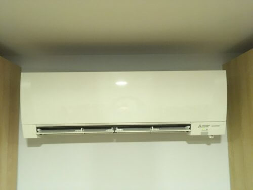 Wall-mounted mini-split unit for the master bedroom.