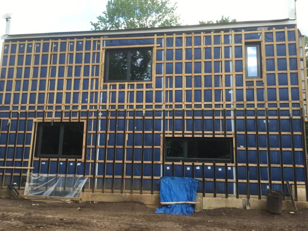 Installed windows with exrerior lath for siding
